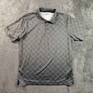 Ellesse Vontali Mens L Gray Geometric Print Polo Shirt Athletic Golf